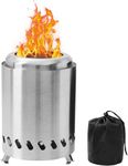Portable Table Top Fire Pit, Smokeless Stainless Steel Firepit, Mini Outdoor Stove with Stand, Small Fire Pit for Camping, Outdoor & Patio - Wood Burning/Pellet Fueled