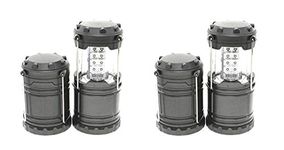 SHINE Pack of 4 Portable LED Lantern Outdoor Collapsible 30 LEDs Battery Powered Water Resistant Camping Gear Equipment Flashlight Lanterns