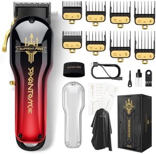 SUPRENT® PRO Professional Hair Clippers for Men- Premium Barber Clippers DLC-Coated Blade & Brushless Motor- Rechargeable Haircutting Kit with DIY Customizable Casing (Red)