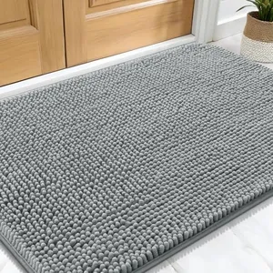 OLANLY Dog Door Mat for Muddy Paws 30x20, Absorbs Moisture and Dirt, Absorbent Non-Slip Washable Doormat, Quick Dry Chenille Mud Mat for Dogs, Entry Indoor Entryway Carpet for Inside Floor, Grey