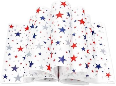 Whaline 150Pcs Patriotic Wax Paper Star Deli Wrap Sandwich Wrap Paper Tissue Waterproof Oil-Proof Picnic Liners for 250th Anniversary 4th of July Independence Day Party Kitchen Supplies