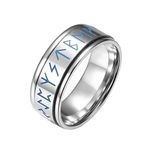 Epinki 8MM Fidget Rings for Anxiety for Men, Silver Viking Glow in The Dark Spinner Ring Anti Anxiety Ring, Stainless Steel Ring Size N 1/2