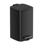 SONGMICS Bathroom Bin, 8L Small Bin, Pedal Toilet Bin for Small Spaces, Soft-Close Lid, Steel, Black LTB591B0802