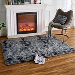 HARESLE Shaggy Rugs,Thick Pile Carpets-Fluffy Bedroom Rug,Super Soft Non-Slip Area Rugs for Living Room,Bedroom,Lounge Room (Dark Grey/80x120 cm)