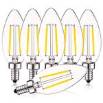 LUXRITE 4W Vintage Candelabra LED Bulbs Dimmable, 400 Lumens, 4000K Cool White, LED Chandelier Light Bulbs 40W Equivalent, Clear Glass, Filament LED Candle Bulb, UL Listed, E12 Base (6 Pack)