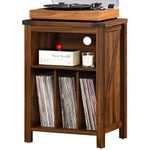 Joaxswe Record Player Stand with Vinyl Record Storage,Rustic Brown Record Player Table Holds up to 160 Albums,Large Wood Turntable Stand Cabinet Dispaly Shelf for Living Room,Bedroom,Office