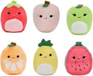 Squishville by Squishmallows Mini Plush Fruit Squad, Six 2” Soft Minimallow Fruit Plush, Irresistibly Soft Colorful Fruits, Mini Peach, Pineapple, and Watermelon Squishmallows