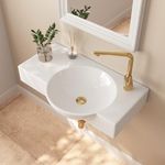 DeerValley Wall Mount Sink,30"x18" Bathroom Vessel Sink,White Ceramic Bathroom Sink,Wall Hung Sink with Right Side Faucet Mount