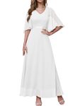 DRESSTELLS Womens Formal Dress Mother of The Bride Homecoming Fall Dresses 2024 Wedding Bridesmaid Long Party Evening Dress, White, Small