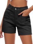 Rasutina Women Black Jean Shorts High Waist Denim Shorts for Women Stretchy Cargo Shorts Women's Summer Shorts