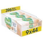 Pampers Harmonie Protect & Care Baby Wipes Plastic Free 9 Packs of 44 Wipes = 396 Baby Wet Wipes, Help restore natural skin pH