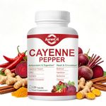 Organic Cayenne Pepper Capsules, 8-in-1 2000mg per Serving with Vitamins D3, K2 & E, Capsaicin Power Supports Healthy Circulation & Daily Energy, Features Hawthorn, Beetroot & Turmeric, 120 Capsules