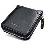 Wallets for Men, Leather Men Wallet with ID Window and Multi Card Slots, Secure Zipper Around Bifold Wallet for Mens(Black)