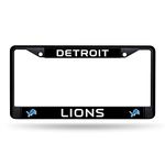 Rico Industries NFL Football Detroit Lions Black License Plate Frame 12" x 6" Black Chrome Frame 12" x 6" Car/Truck Auto Accessory