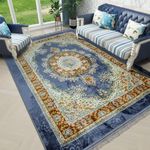 RTBQJ-AT Grey Blue Rugs Living Room 2X3m, Cheap Extra Large Rugs for Living Room Shaggy Tassel Embossed Vintage Rug Traditional Area Rugs Non-slip Washable Rugs for Bedroom