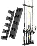 Booms Fishing WV4 Fishing Pole Holder, Wall Mounted Fishing Rod Holders for Garage, Vertical/Horizontal/Ceiling Fishing Pole Rack,Store Up to 10 Rods to Save Your Space, Gray + Black