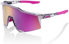 100% SPEEDCRAFT Sport Performance Cycling Sunglasses (Polished Translucent Grey - Purple Multilayer Mirror Lens)