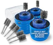 WICKED ½” & ¾ & 1” Copper Pipe Cleaner Professional Plumber’s Tool with ID Replacement Brushes (Multi-Pack)