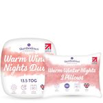 Slumberdown Warm Winter Nights King Size Duvet 13.5 Tog & 2 Pillows - Thick & Cosy Quilt for Cold Weather | Soft Touch Cover, Non-Allergenic, Washable UK-Made Bedding (225 x 220cm)