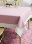 CASA-NEST Rectangular Anti-Slip PVC Solid Plain White Lace (54x78 inch) 6 Seater Centre Table Cover with Exclusive Backing Material-Pink -printed0002