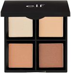 e.l.f. Contour Palette, 4 Shades, Customizable, Easy to Apply, Sculpts, Shades, Brightens, Light/Medium, Infused with Vitamin E, All-Day Wear, 0.56 Oz