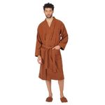 Rangoli Cotton Bathrobe for Men with Matching Slippers, 400 GSM bath robes with Pockets, Lightweight & Highly Absorbent Luxurious Full Sleeves Unisex Bath Gown/Bath Robe, Brown