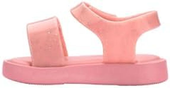 Mini Melissa Jump Sandals for Babies & Toddlers - Easy On/Off Papete Jelly Sandal for Kids, Adjustable Velcro Fastener, Sandals for Toddler Girls, Sporty Sandals, Jelly Shoes, Pink/Glitter Pink, 11