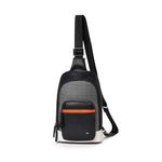 MOKOBARA The Memo Crossbody Sling Vegan Leather & Nylon Chest Bag Casual Shoulder Daypack (Mokogram- Black Sesame)