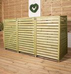 Samuel ALEXANDER 1.99m x 1.22m Large Wooden Outdoor Garden Triple Wheelie Bin Storage for 3 Bins : Garden Bin Store for 1 Single and 1 Twin Bin with Secure, Easy-Access Lid