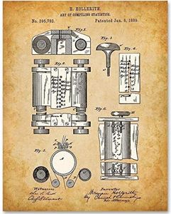 First Computer 1889 Patent - Classic Technology Art Poster, Art of Compiling Statistics, Great Gift for Programmers and Nerd Geeks, 11x14 Unframed Vintage Patent Print Poster