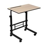 SARA Vision Wood Multipurpose Height Adjustable & Movable Table with Mobile & Tablet Holder is Suitable for Use As A Laptop, Study, Computer, and Utility Table., 60x40x80 Centimeters