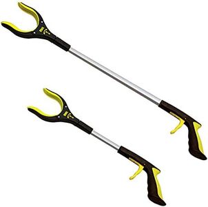 2-Pack 34 Inch and 21 Inch Grabber Reacher with Rotating Jaw - Mobility Aid Reaching Assist Tool