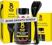 The Beard Club Derma Roller and Beard Growth Gummies Bundle - Mens Grooming Kit with 540 Titanium Microneedle Face Roller 0.25 mm and Biotin Vitamin Gummy Supplement for Facial Hair
