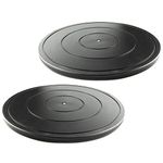 VOLCANOES CLUB 16 Inch Lazy Susan Turntable - Heavy Duty Rotating Swivel Steel Ball Bearings - Flat Base Stand for TV/Computer/Monitor/Arts/Crafts/Bonsai/Statue/Cabinet Organizer (2 Pack/Black)