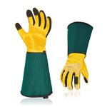 Vgo 1Pair Gardening Gloves Men Women,Safety Work Gloves,Long Sleeves Gauntlet,Puncture-proof,Thorn Proof(XL,Yellow with Green,CA7472)