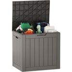 EAST OAK Outdoor Storage Box, 31 Gallon Deck Box, Waterproof Resin Storage Bin, Lockable, UV Resistant, Grey