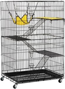 Yaheetech Cage pour Petits Animaux à roulettes Cage pour Chat Cage pour Furets/écureuils/Chinchillas/Rat Domestique avec 2 Portes