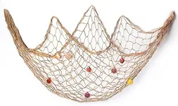 eZAKKA Fish Net Decorative, Decorative Fishing Net 79 x 59inch Mediterranean Style Nautical Wall Hangings Decoration with Sea Shells, Brown