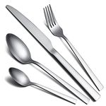 Matte Cutlery Set 32 Pieces, Kyraton Stainless Steel Brushed Polished Flatware Set, Silverware Sets with Knife Spoon Fork, Dishwasher Safe, Service for 8