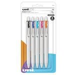 Uni-Ball® One Retractable Gel Pens, Micro Point, 0.5 mm, White Barrel, Assorted Ink, Pack Of 5 Pens