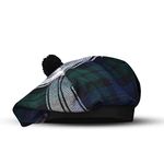 H HIGHLAND REDSTONE Scottish Tammy Hat Traditional Kilt Tam o' Shatner Acrylic Wool Flat Bonnet Various Tartans with Pompom (Black Watch Dress)