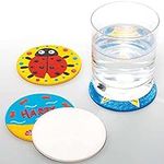 Baker Ross FE527 Round Ceramic Coasters - Pack of 6, Paintable Creative Art and Craft Projects for Kids to Make, Personalise and Decorate