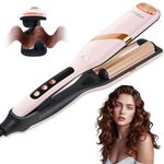 FTJKGH Hair Waver Hair Crimpers for Women - Hair Curler for Women and Girls Mermaid Wave Curling Iron Professional Crimping with 5 Heat Setting Anti-Scald Hair Care for Wide Deep Waves (Pink)