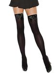 RSLOVE Sheer Thigh High Stockings for Women Sexy Stay Up Stockings with Satin Bow Over Knee High Socks Tights Black