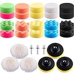 SIQUK Car Poloshing Pads for Drill 29 Pieces Buffer Polishing Pads Kit 3 Inch Foam Polish Pads Drill Attachment with M10 Drills for Cordless Screwdrivers and Polishing Machines