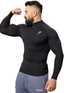 Men Full Sleeves Slim Fit Compression High Neck Sports and Gym Tshirt Black