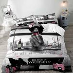LUVIVIHOME 3PCS Sexy Black Girl Duvet Cover Queen Bedding Sets, Teen Girl Bedding, Black Woman African American Black Girl Comforter Bedspread Quilt Cover, Inspirational Gifts for Women 2 Pillow Shams