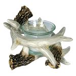 River's Edge Deer Antler Candle Holder Brown