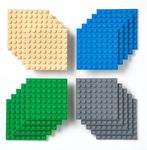 Strictly Briks Classic Building Brick Baseplates, Blue, Green, Gray, and Sand, 20 Pieces, 2.5x2.5 Inches (8x8 Studs), 100% Compatible with All Major Brick Brands, for Ages 3 and Up