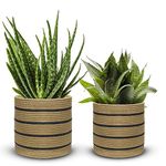 2 Packs Woven Cotton Rope Plant Basket for Indoor Plants, Flower Pot, Rope Plant Basket with Handles, Storage Basket for Towels, Crafts, Magazine, Multi-Purpose Basket 12x12 & 10x10 inch